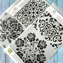 Radiation of flowers 12x12inch High Quality Stencils By Get Inspired Pk/4