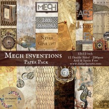 Mech Inventions Paper Pack By Get Inspired - 12x12inch 12 Sheets