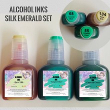Get Inspired Alcohol Inks Pk/3 Set with Free Alcohol Blending Solution (Silk Emerald Set)