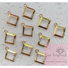 Square frames Pendants Metal Charms for jewelry making and DIY jewelry 1.5cmsx1.5cms Pack of 10