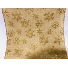 Gold with Gold Glitter Snowflakes Celebrate It Rolls Extra Wide Metallic Mesh Ribbon 9"x 6 Yards