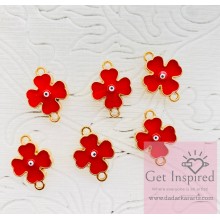 Metal Red Flower Charms small eye for jewelry making and DIY jewelry Pack of 6Pcs 1.5cmsx1.5cms