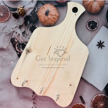 Chef Platter with 3 hooks 12inch x8inch- Large Curvy Edges Pine wood raw base By Get Inspired