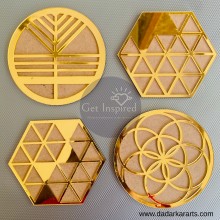 Gold Carved Acrylic Coasters with MDF Base Pk/4 Coasters By Get Inspired 3-4inches
