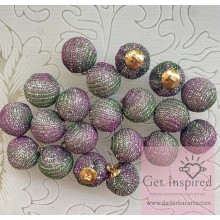 Glitter Earrings ball Green and Purple 1cms diameter Metal Charms for jewellery making and diy jewellery Pack of 20
