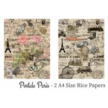 Postale Paris Pack of 2 Rice Paper A4 By Get Inspired