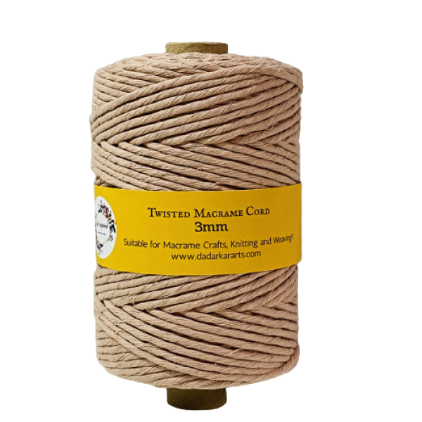 Blush Brown Imported Quality Single Strand Macram� Cord Jumbo Spool of 120Meteres 3-4mm