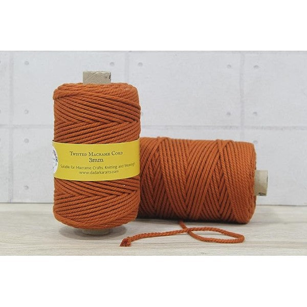 Brick Brown Imported Quality Twisted Macram? Cord Jumbo Spool of 120Meteres 3-4mm