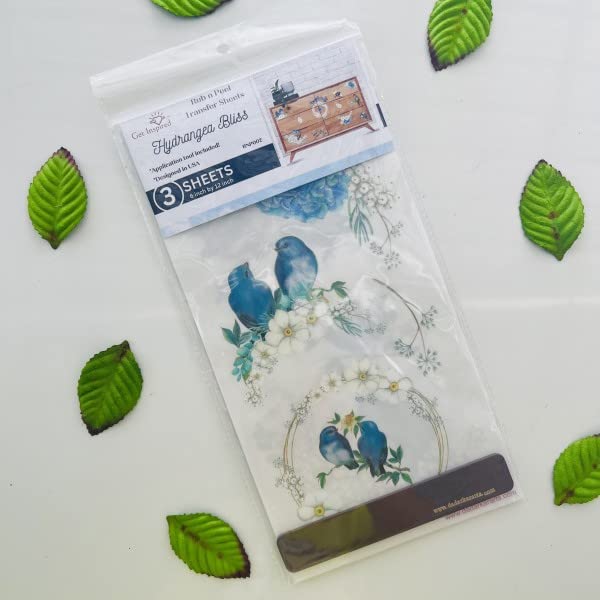 Hydrangea Bliss Rub n Peel Transfer Sheets 3 Sheets 6x12inch