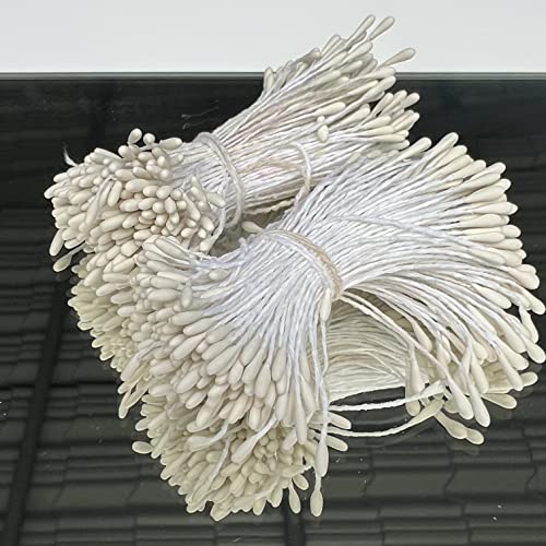 Matte White 2mm Head Size Flower Making Stiff Thread Pearl Pollens Pack of 250 (2packs)