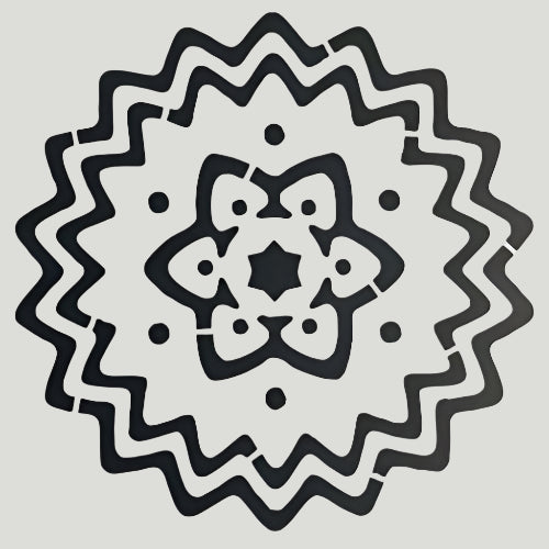 Zig Zag Flower Pattern Home Decor Designer Reusable Stencil 8inchx8inch