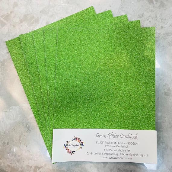 Green glitter cardstock 9x12cm By Get Inspired