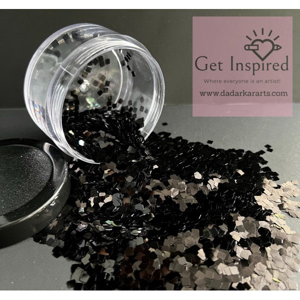 Super Shiny Black square glitter chunks 3x3mm size heat resistant glitter for Resin , DIY art & Craft 30gms Jar