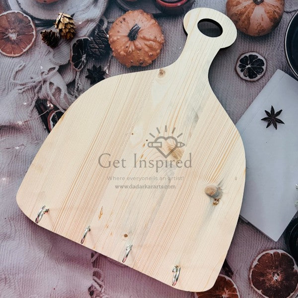 Chef Platter with 4 hooks 11.45inch x9.5inch- Large plain Edges Pine wood raw base By Get Inspired