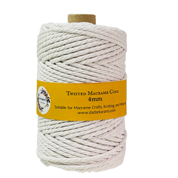 Super White Imported Quality Twisted Macram� Cord Jumbo Spool of 120Meteres 3-4mm