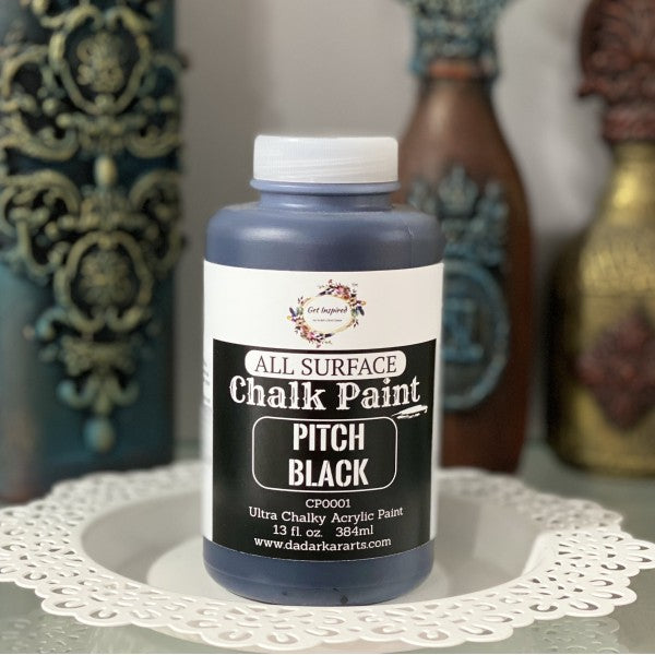 Pitch Black Super Matte Chalk Paint 384ml Jumbo Bottle by Get Inspired