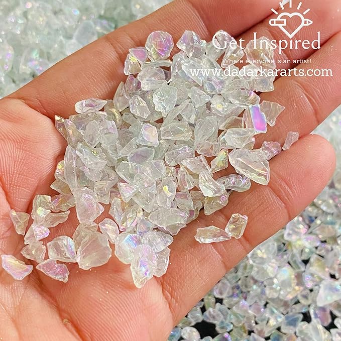 Jumbo Crystal Diamond Glass Glitter Flakes 4-8mm for Resin Art , Pour Art, Jewelry Making & Nail Art by Get Inspired Jumbo Pack 150gms