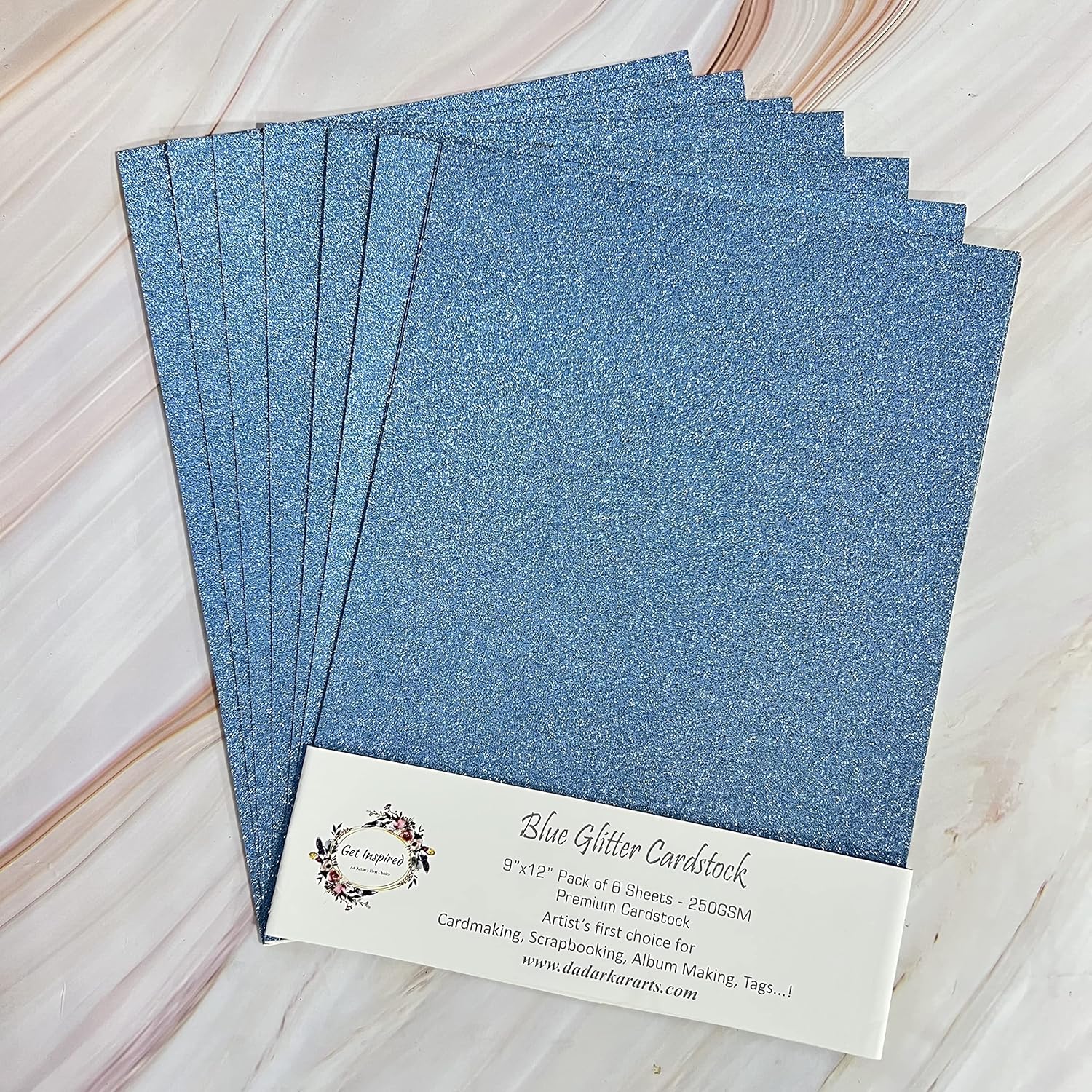 Blue Glitter Cardstock 9"x12" 10/Pkg by Get Inspired