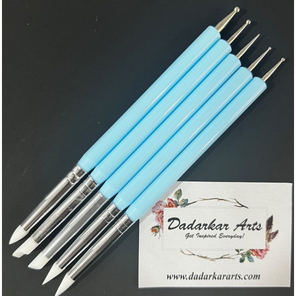 Silicone Clay Sculpting Tools, Polymer Modeling Clay Dotting Tool Set Kit For Pottery Sculpture, Cake Fondant Decoration (pack of 5)