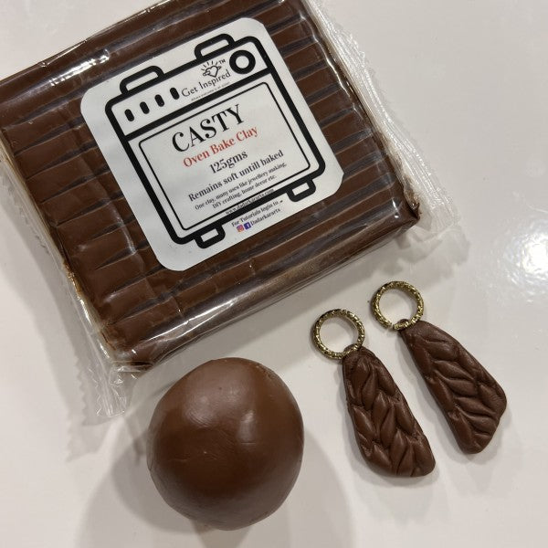 Log Brown Polymer Casty Clay Make 'n' Bake 125gms for DIY Jewellery, Miniatures,Dolls