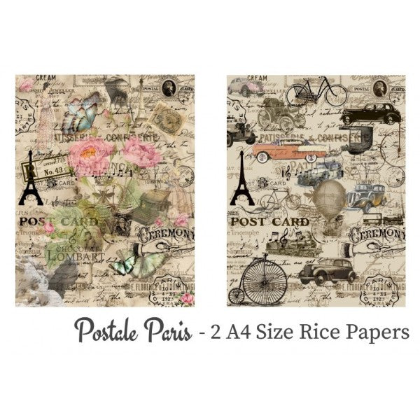 Postale Paris Pack of 2 Rice Paper A4 By Get Inspired