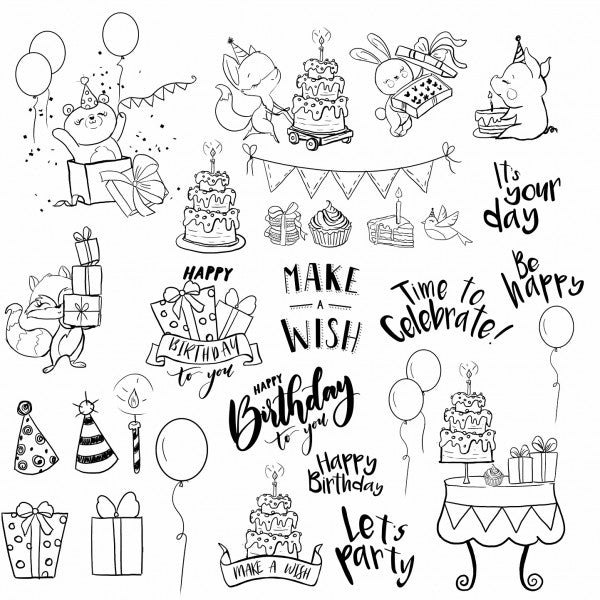 Happy Birthday To You Critters Stamp Set 27/Pk By Get Inspired