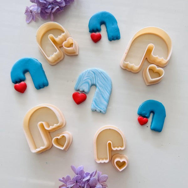 J Shape with Heart Clay Cutters Set of 4 for Jewelry Making By Get Inspired