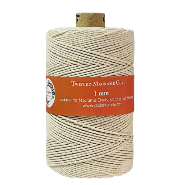Natural White Imported Quality Twisted Macram� Cord Jumbo Spool of 120Meteres 1mm