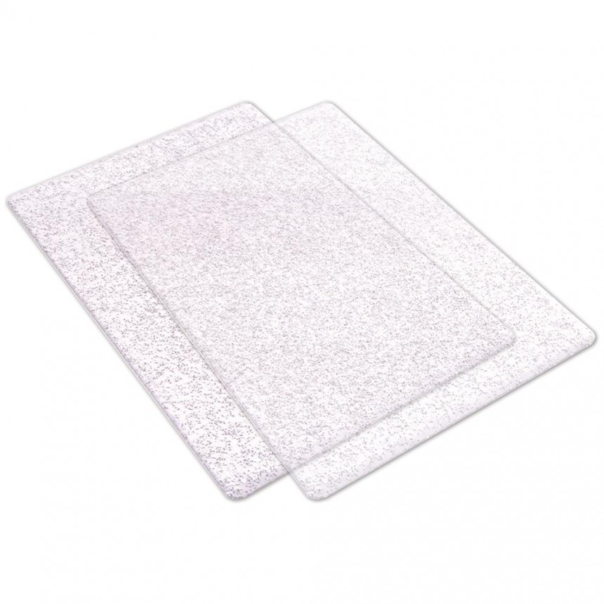 Sizzix Big Shot Cutting Pads 1 Pair Clear With Silver Glitter