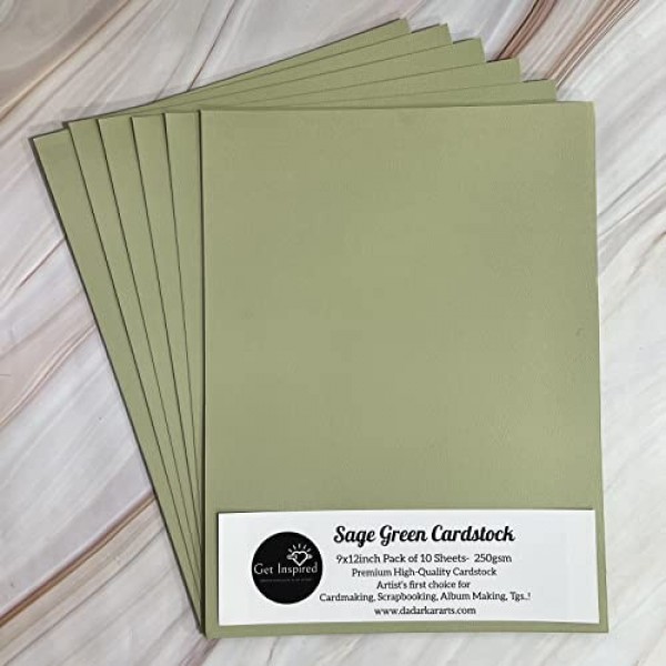 Sage Green Cardstock 9x12 10/Pkg by Get Inspired