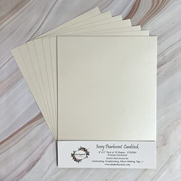 Ivory Pearlescent Cardstock 9x12 Pack of 6 Sheets 250GSM