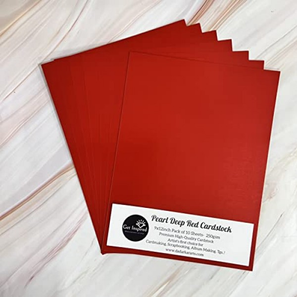 Pearl Deep Red Cardstock 9x12 10/Pkg by Get Inspired