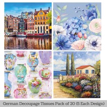 Floral Street Decoupage Tissue F Pk/20 (5 Each) 33x33cms by Ambiente Luxury Papers Made in Netherlands