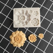 Set of Flowers Silicone Mould 4 Sizes for Clay art,  cookies and cakes 11cmsx8cms Imported quality