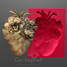 Blooming Heart Silicon Mould 6.5x5x0.75inch By Get Inspired