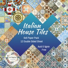Italian House Tiles 6x6inch Paper pack 12 Double Sided Sheets