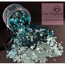 Super Shiny Teal Blue square glitter chunks 3x3mm size heat resistant glitter for Resin , DIY art & Craft 30gms Jar