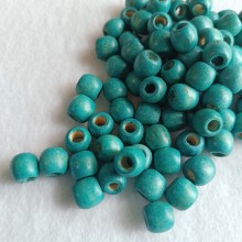 200 pcs Wood Beads Hole Diameter 6MM Bead Jewelry Making Teal Round Craft Macrame 4 Colors (teal color)