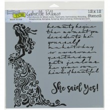 Stencil Crafter's Workshop Template 12"X12" - She Said Yes