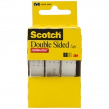 Scotch Permanent Double-Sided Tape .5"X250" 3/Pkg