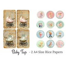 Baby Tags Pack of 2 Rice Paper A4 By Get Inspired