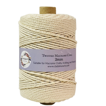 Natural White Imported Quality Twisted Macram Cord Jumbo Spool of 120Meteres 2mm-3mm