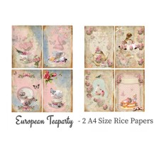 European Teaparty Pack of 2 Rice Paper A4 By Get Inspired