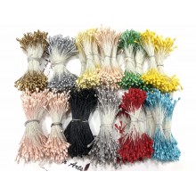 Assorted 2mm Head Size Flower making Stiff Thread Pearl Pollens -11 Colors