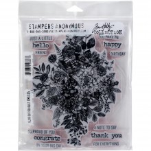 Glorious Bouquet With Big Grid Block Tim Holtz Cling Stamps 7"X8.5"