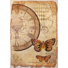 Mixed Media Clock & Butterfly Stamperia Rice Paper Pack A4