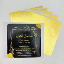 Gold Leaves100 Sheets High Quality Gilding Gold Foil Paper for Paintings, Arts Crafts, Nail Deco,Furniture 13x13.5 Cm