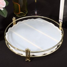 Round Metal Frame for Resin Tray Gartful Large Tray Frame for Geode Agate Platter With Silicon Mold 10.62X2.75inch