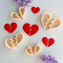 Valentine Broken Heart Clay Cutters Set of 4 for Jewelry Making By Get Inspired