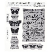 Papillon Tim Holtz Cling Stamps 7"X8.5"